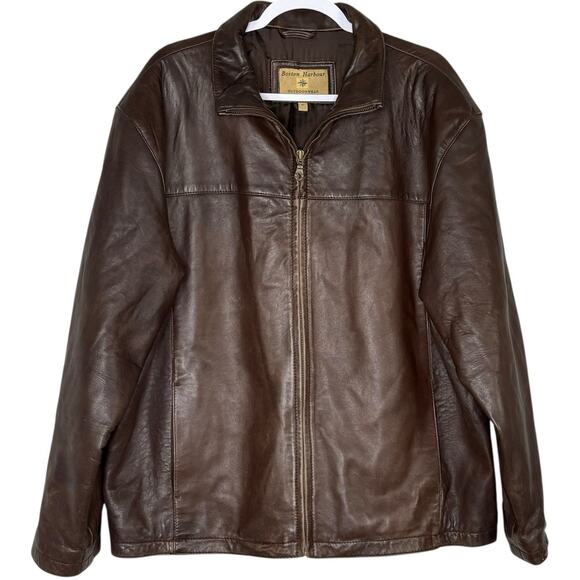 Vintage 90s Y2K Mens XL Genuine Leather Chore Coat Barn Jacket Brown - Picture 1 of 6